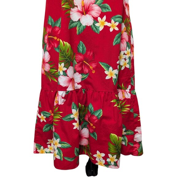 Hilo Hattie Vintage Womens Sz S Red Hibiscus Tropical Aloha Pocket Muumuu Dress - Picture 5 of 9